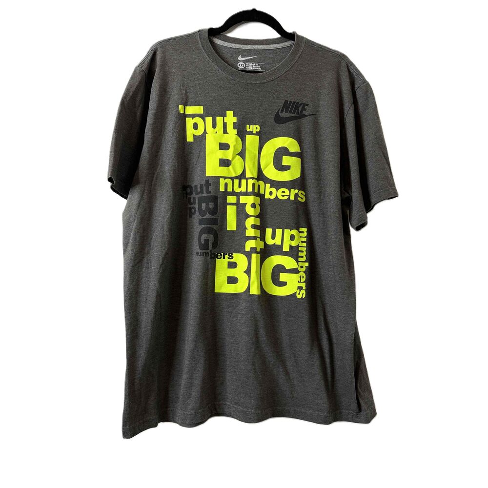 Nike TShirt Mens Size XXL Gray Graphic Print Crew Neck
